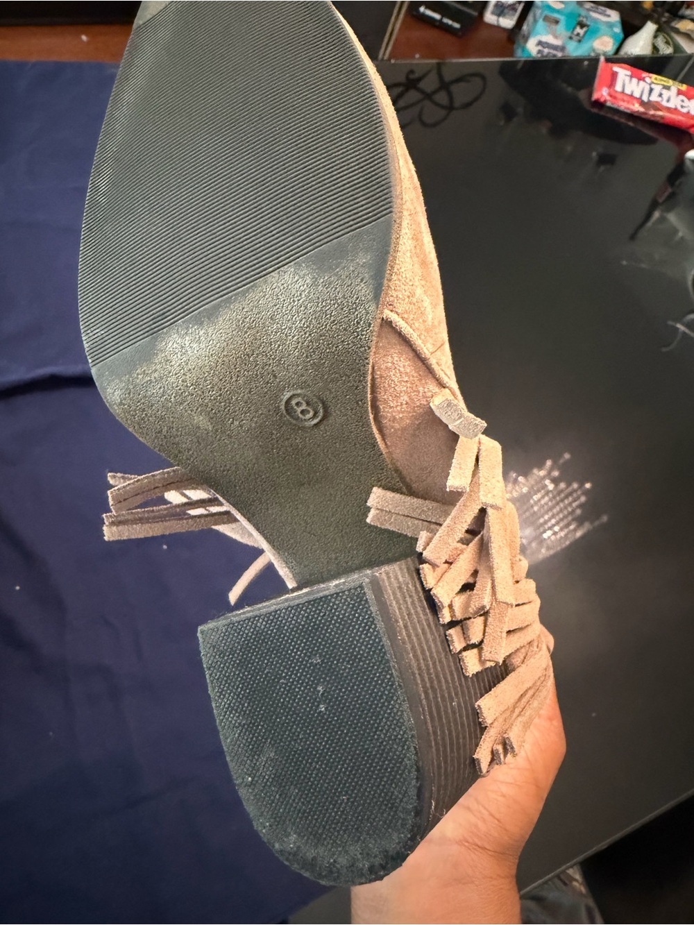 Candie's Taupe Fringe Pointed-Toe Ankle Booties - Picture 4 of 5